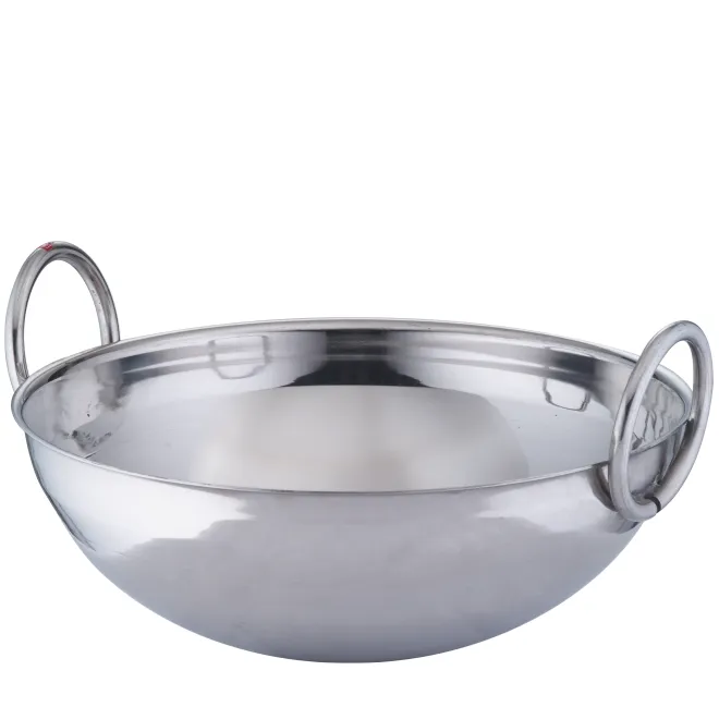 Commercial Kadai or Karahi Wok, Cookware, Stainless Steel, Heavy Duty, 3 MM