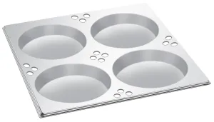 Commercial Thatte Idli Tray, 4 Idli's, 5.31" Diameter, 12" x 12.5", SS 304, Stainless Steel, Combi Oven Accessories