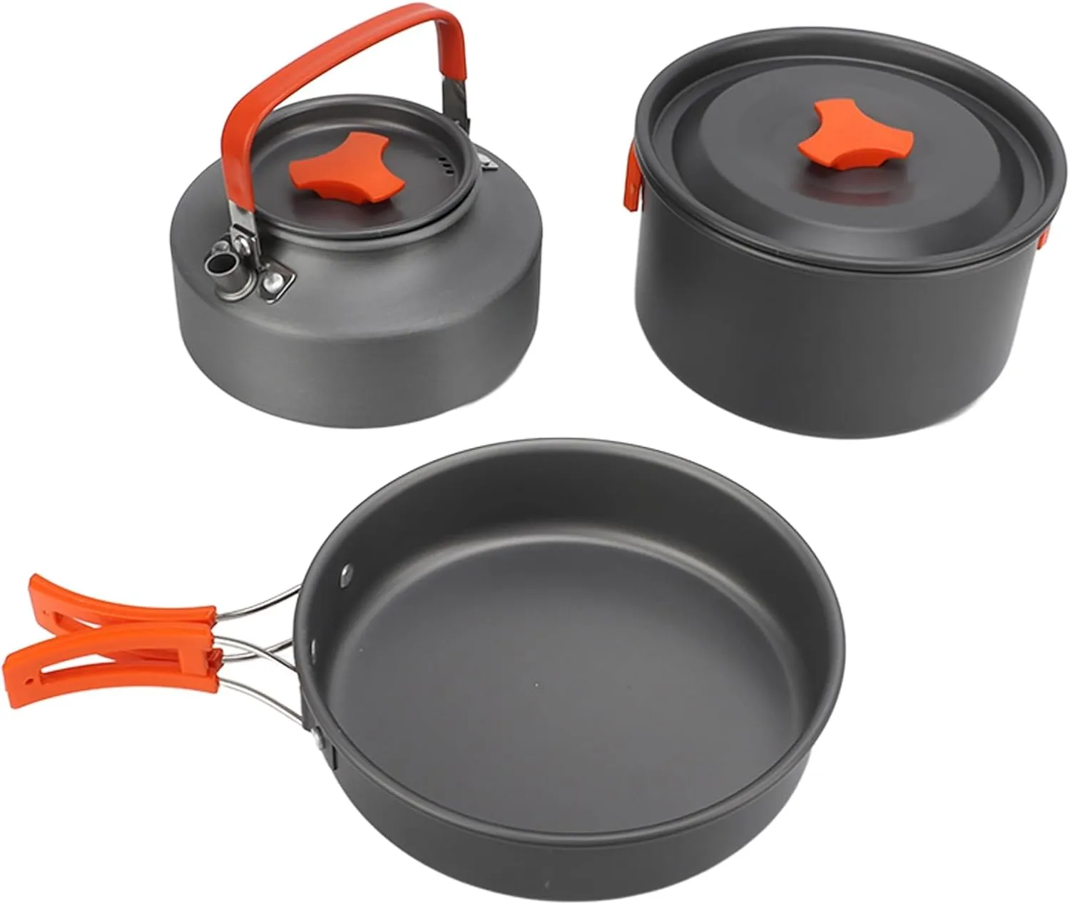 Complete Camping Cooking Set, Camping Cookware Mess Kit, Non-Stick Cooking Equipment Lightweight Stackable Pot Pan Bowls for 2-3 People, Includes Tea Kettle, Frying Pan,Storage Bag, Outdoor Adventures