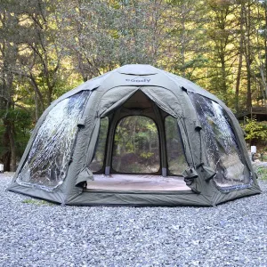Coody | Rbm Outdoors Koala/Hub/Octopus Inflatable Tents for Camping with Stove Jack, 2/8/10 Person Luxury Canvas Blow Up Tent, 2 Room, Easy Setup Casa de Campaña, Large Inflatable House with Pump