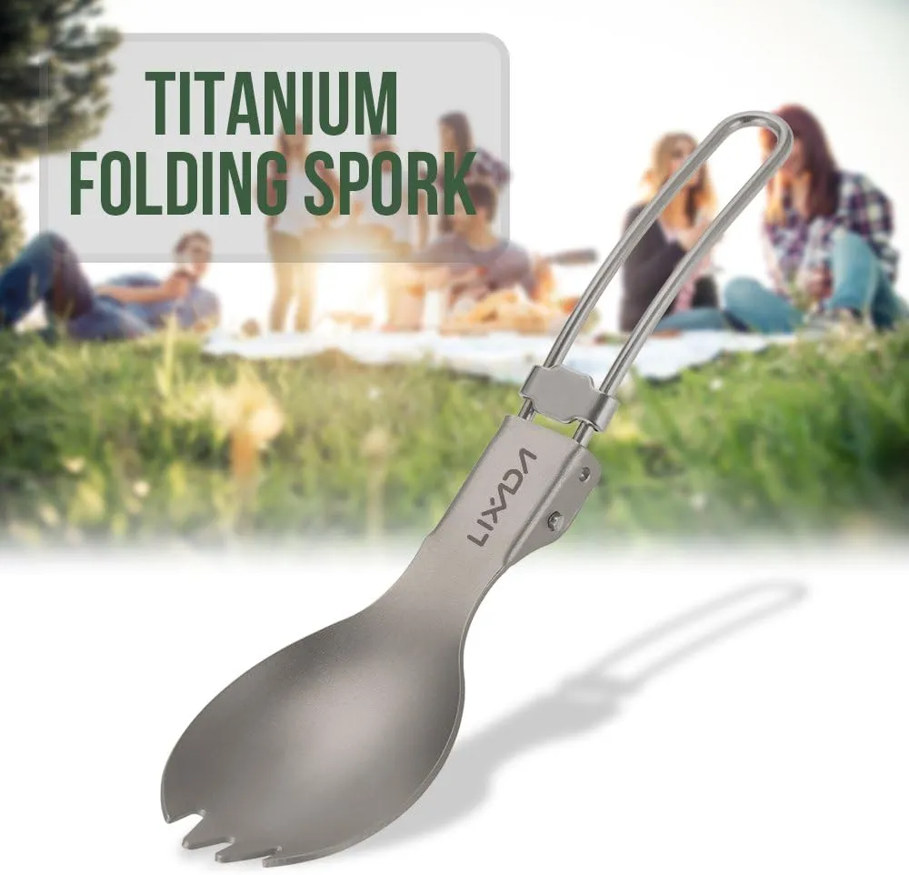 Cookware Set 300ml/350ml/420ml/550ml/650ml/750ml Ultralight Titanium Cup with Folding Dinner Spork Tableware for Camping Hiking Backpacking