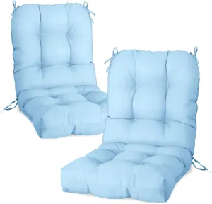 COOS BAY Tufted High Back Chair Cushions 42x21 Inch, Outdoor/Indoor Patio Chair Cushions for Patio Furniture, Water Resistant Rocker Seat Pads, 2 Count, Light Blue