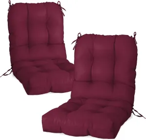 COOS BAY Tufted High Back Chair Cushions 42x21 Inch, Outdoor/Indoor Patio Chair Cushions for Patio Furniture, Water Resistant Rocker Seat Pads, 2 Count, Red Purple