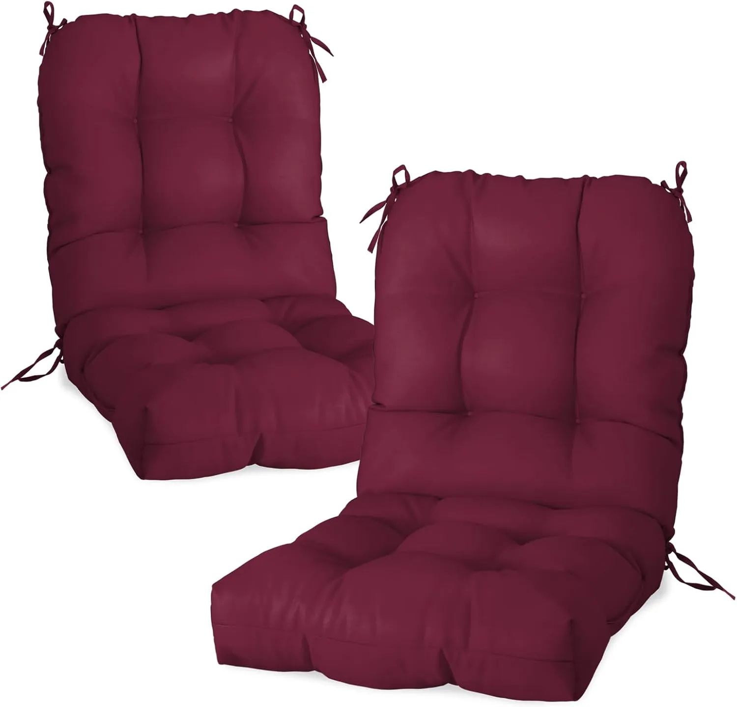 COOS BAY Tufted High Back Chair Cushions 42x21 Inch, Outdoor/Indoor Patio Chair Cushions for Patio Furniture, Water Resistant Rocker Seat Pads, 2 Count, Red Purple