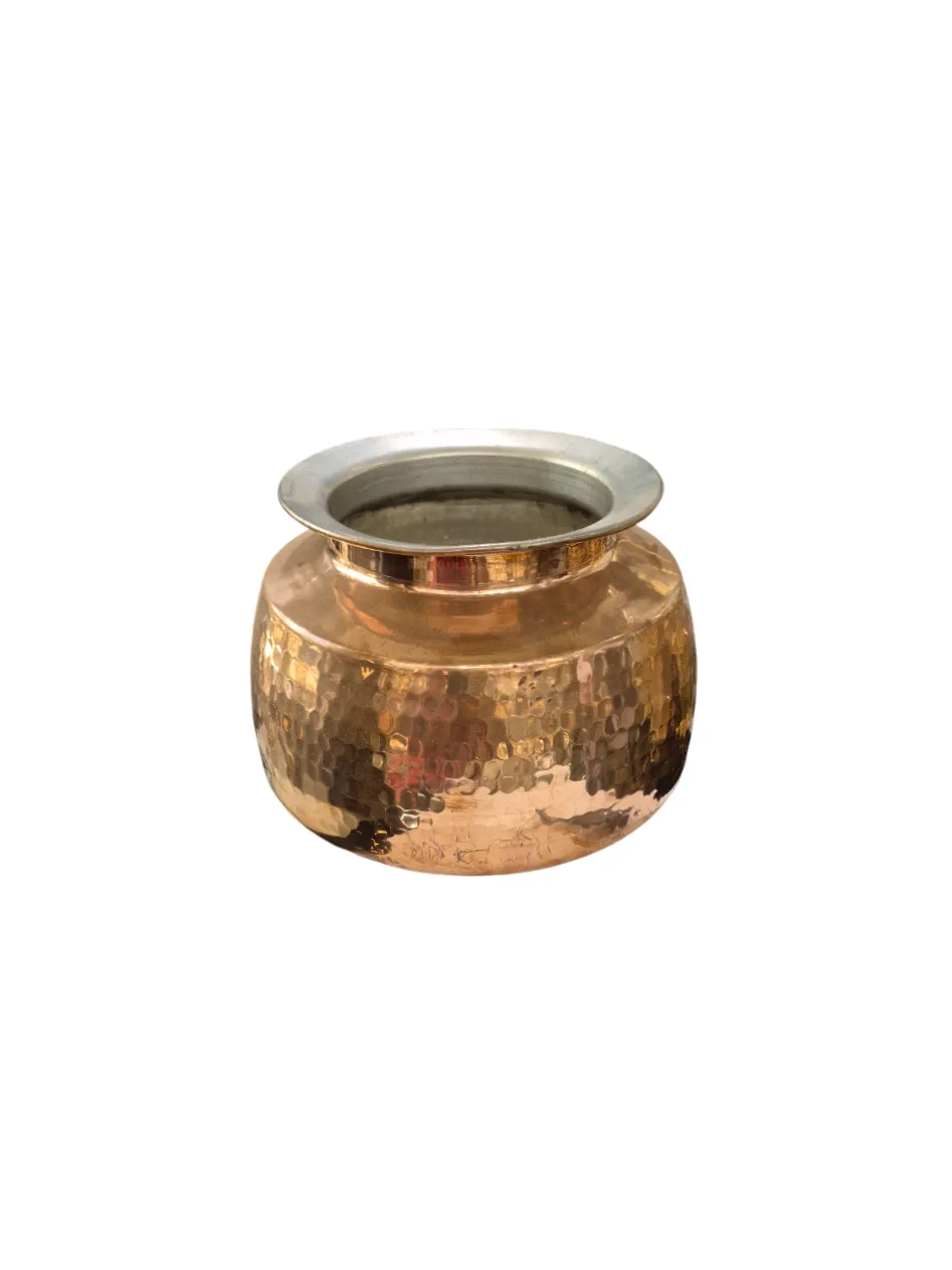 Copper Degh Handi for Cooking & Serving, Hammered Finish, 7", 3 Liter's, Tin Lined