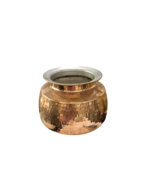 Copper Degh Handi for Cooking & Serving, Hammered Finish, 7", 3 Liter's, Tin Lined