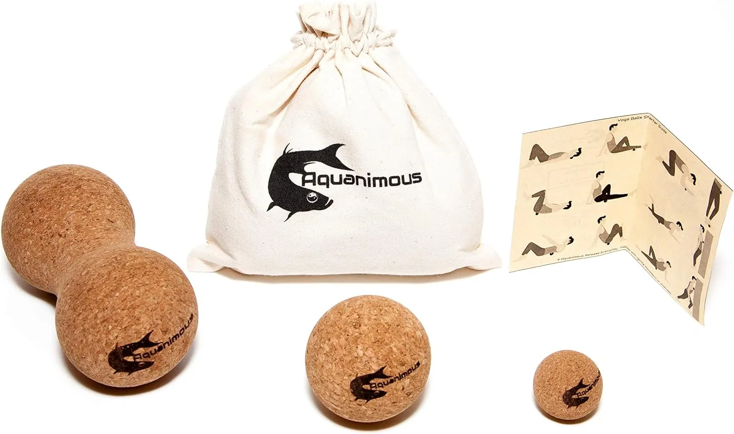 Cork Massage Balls Natural Firm Ultra-Light Eco-Friendly Deep Tissue Massage with Travel Bag (Set of 3)