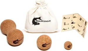 Cork Massage Balls Natural Firm Ultra-Light Eco-Friendly Deep Tissue Massage with Travel Bag (Set of 3)