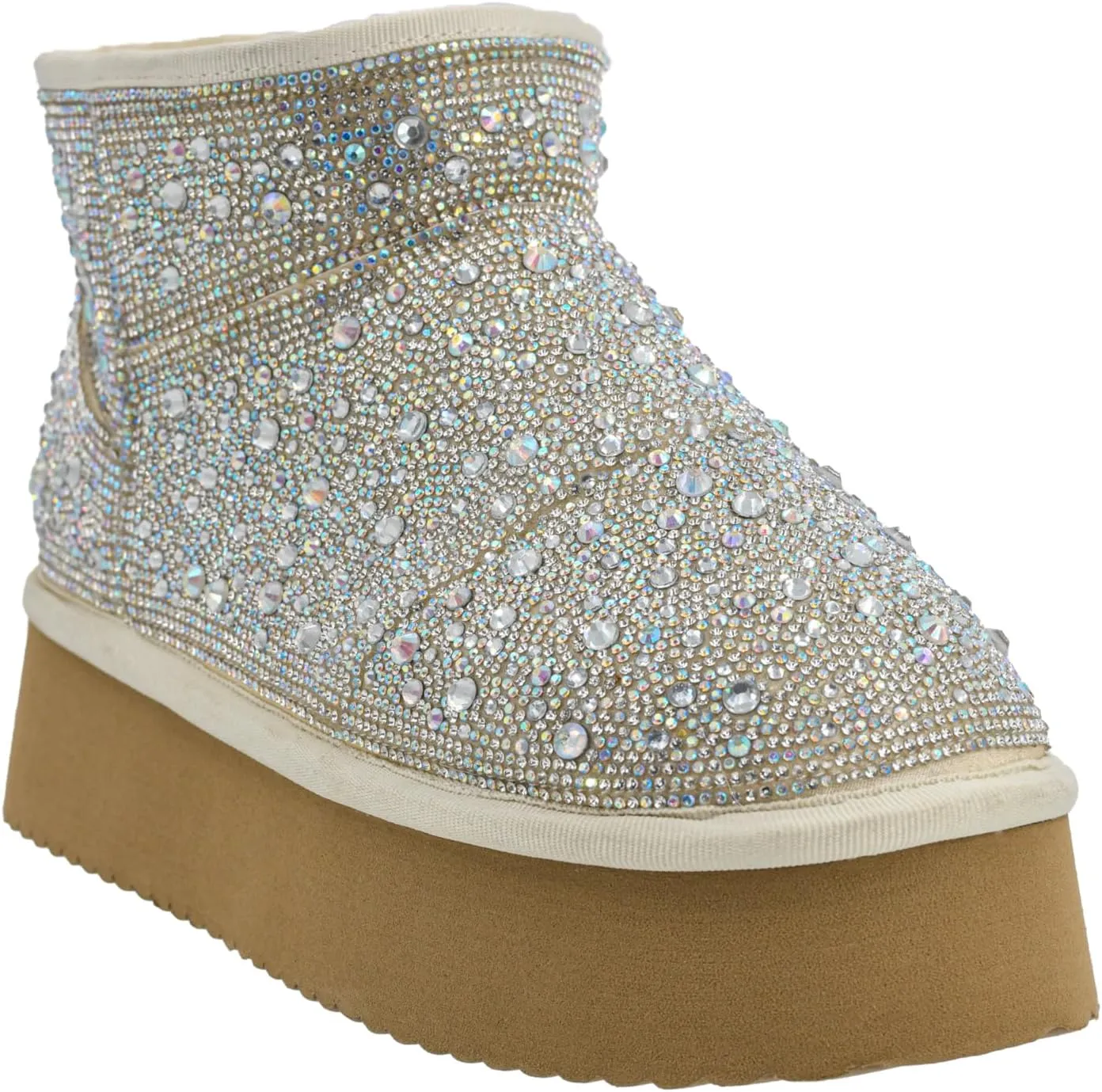 Corkys Footwear Hey Girl Homebody Rhinestone Platform Bootie with Cushioned Insoles, Plush Faux Fur Lining, Cozy Comfort and 1.75-Inch Platform Elegance