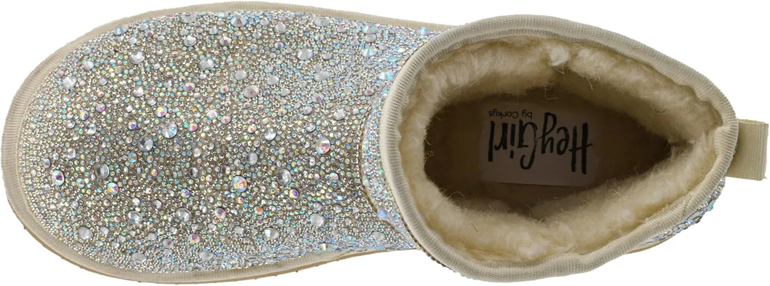 Corkys Footwear Hey Girl Homebody Rhinestone Platform Bootie with Cushioned Insoles, Plush Faux Fur Lining, Cozy Comfort and 1.75-Inch Platform Elegance