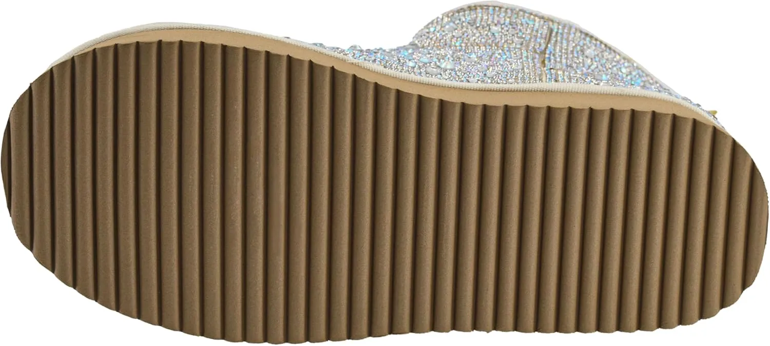 Corkys Footwear Hey Girl Homebody Rhinestone Platform Bootie with Cushioned Insoles, Plush Faux Fur Lining, Cozy Comfort and 1.75-Inch Platform Elegance