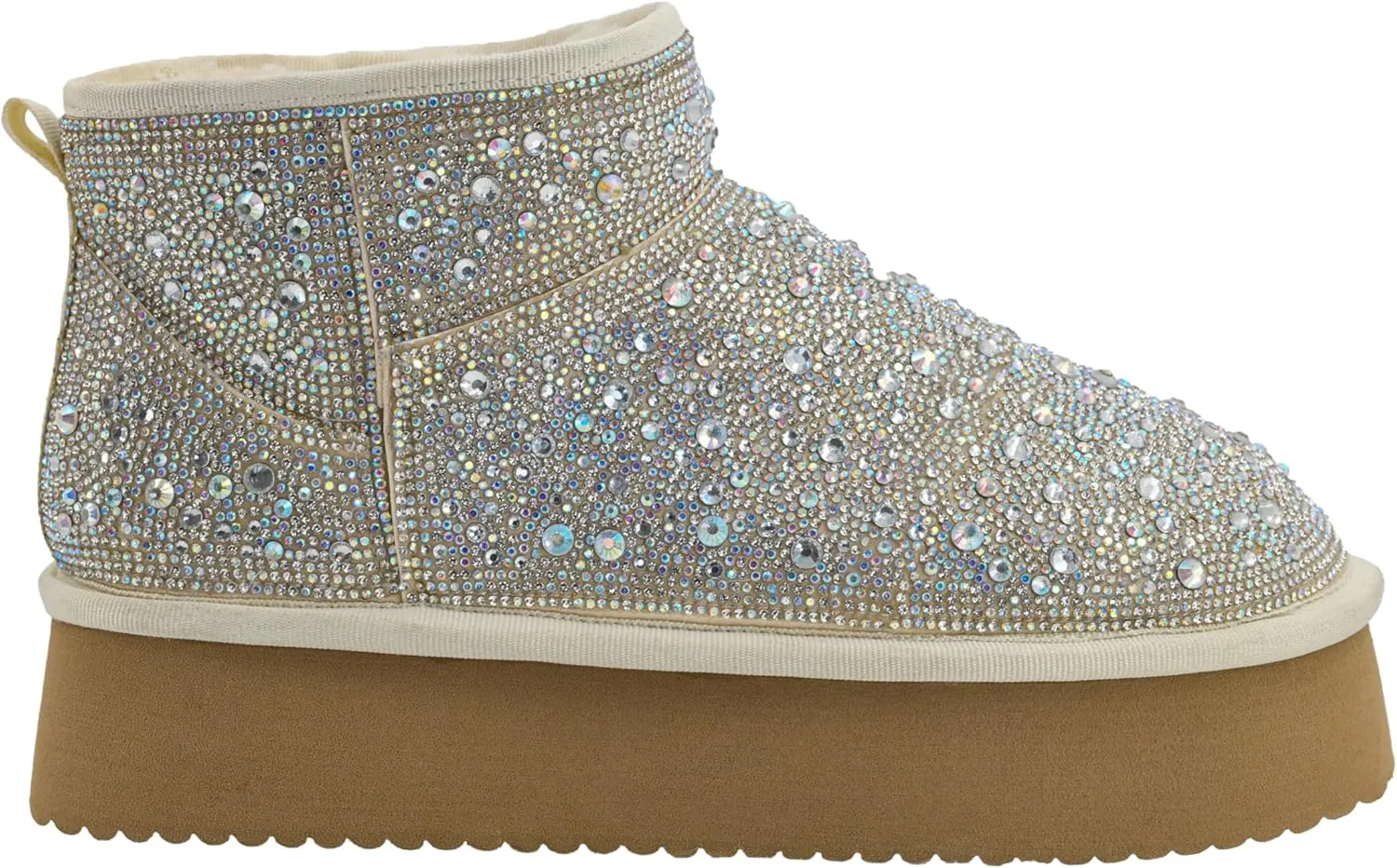 Corkys Footwear Hey Girl Homebody Rhinestone Platform Bootie with Cushioned Insoles, Plush Faux Fur Lining, Cozy Comfort and 1.75-Inch Platform Elegance