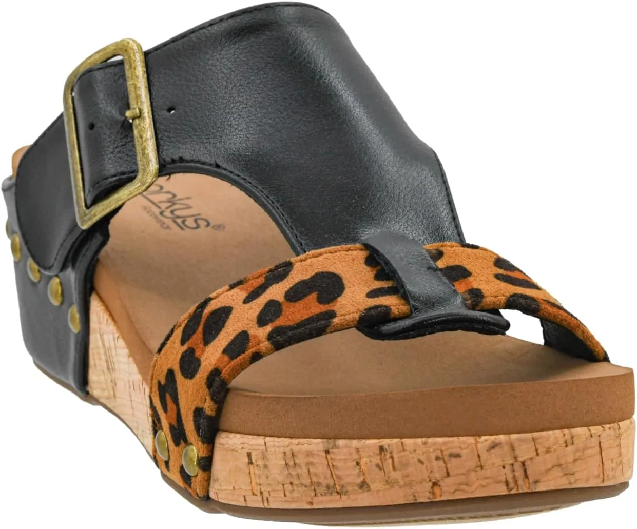 Corkys Footwear Top Secret 2 inch Wedge, Featuring A Slip-on Design, Signature EVA Cushioned Insoles For All Day Wear, Studs Along The Outsole, And An Adjustable Buckle