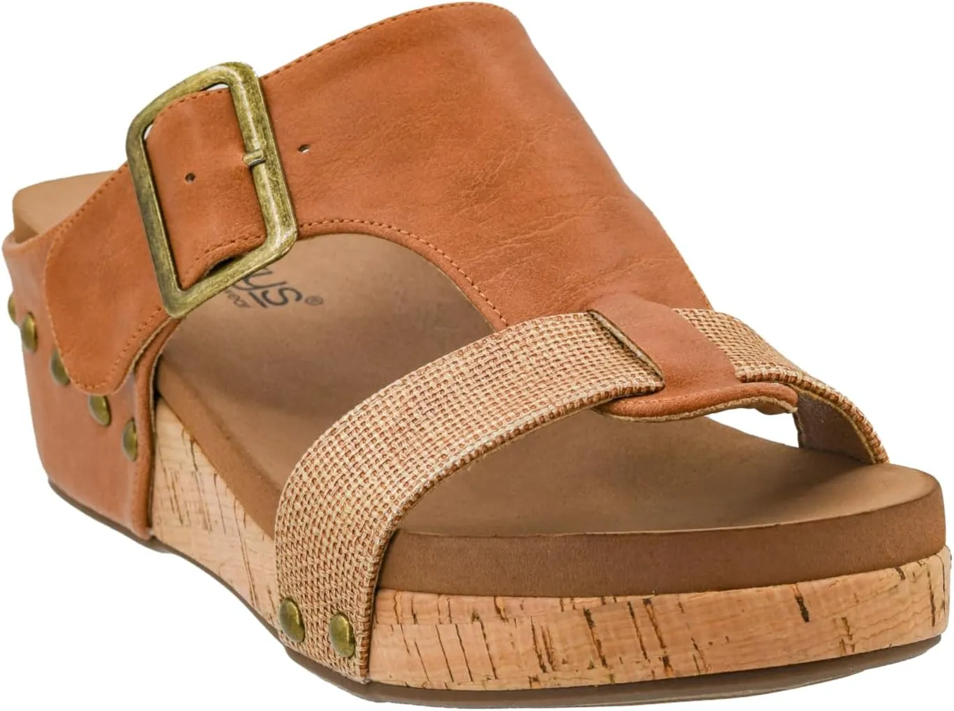 Corkys Footwear Top Secret 2 inch Wedge, Featuring A Slip-on Design, Signature EVA Cushioned Insoles For All Day Wear, Studs Along The Outsole, And An Adjustable Buckle