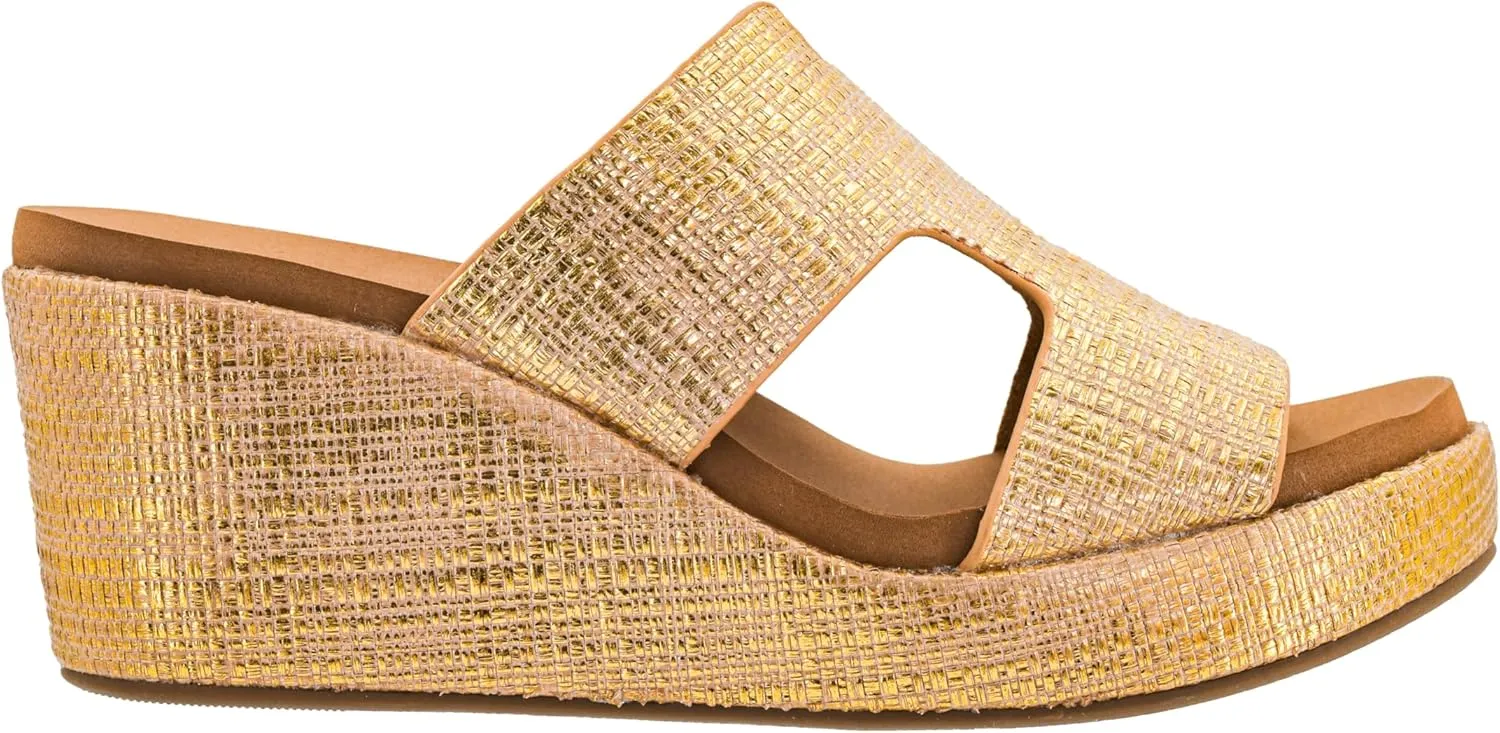 Corkys Footwear Women's Pucker Up EVA Foam Platform Slip On 2.50 Inch Wedge Light Weight Cushioned Memory Foam Insole Peep Toe Casual Dressy Trendy Sandals for Women