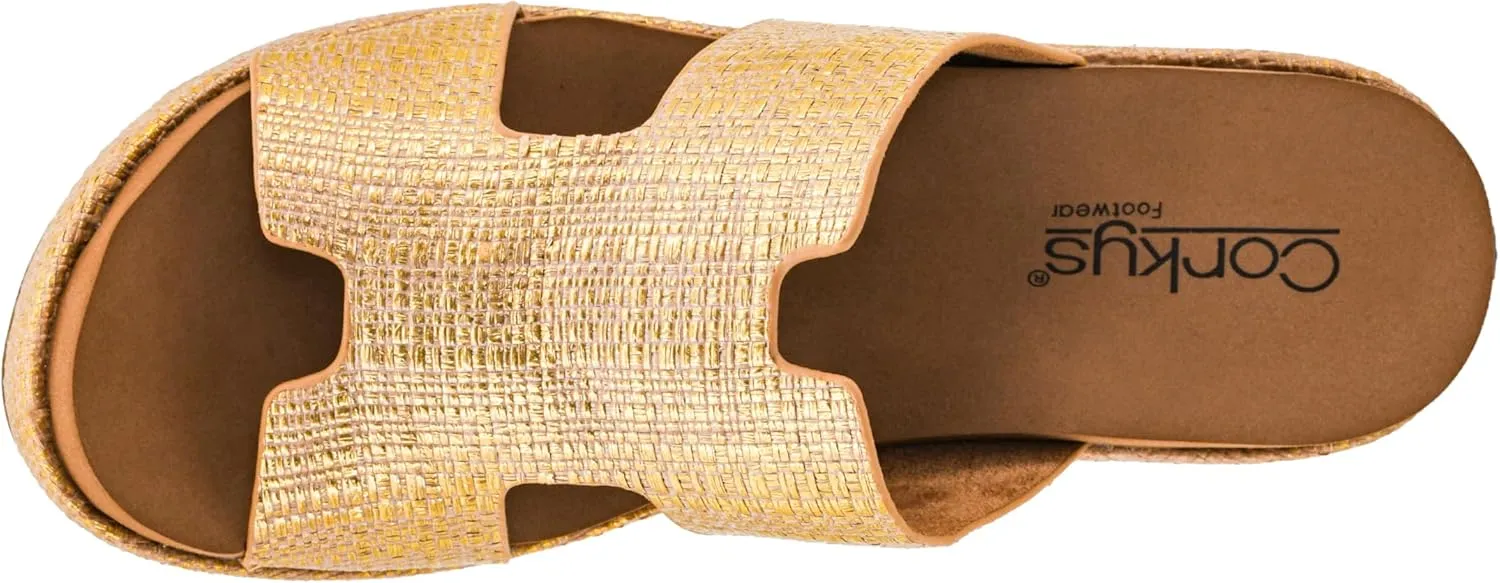 Corkys Footwear Women's Pucker Up EVA Foam Platform Slip On 2.50 Inch Wedge Light Weight Cushioned Memory Foam Insole Peep Toe Casual Dressy Trendy Sandals for Women