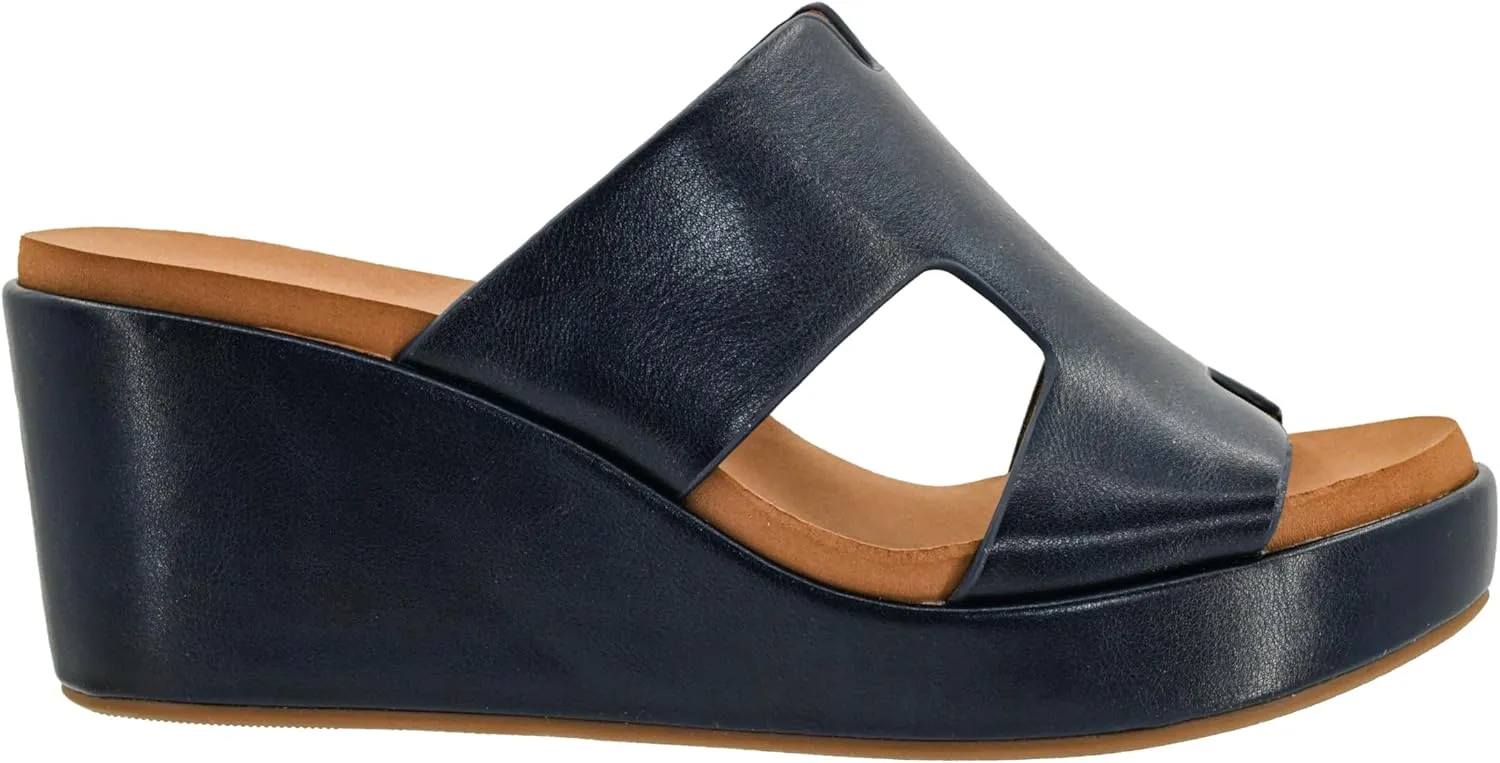 Corkys Footwear Women's Pucker Up EVA Foam Platform Slip On 2.50 Inch Wedge Light Weight Cushioned Memory Foam Insole Peep Toe Casual Dressy Trendy Sandals for Women