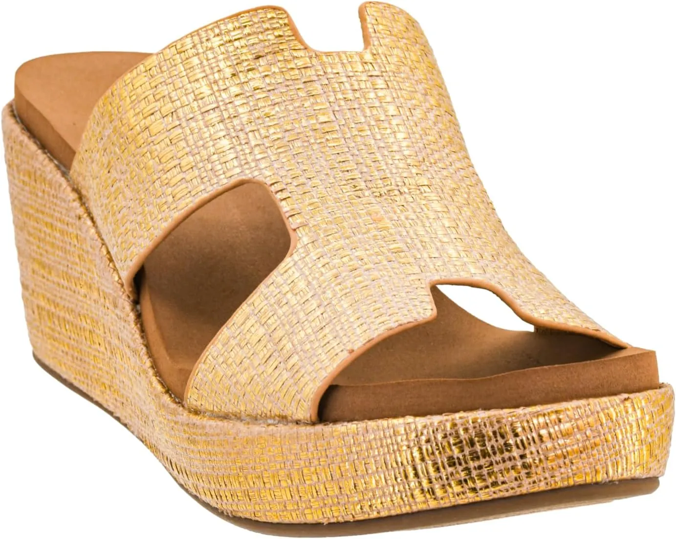 Corkys Footwear Women's Pucker Up EVA Foam Platform Slip On 2.50 Inch Wedge Light Weight Cushioned Memory Foam Insole Peep Toe Casual Dressy Trendy Sandals for Women