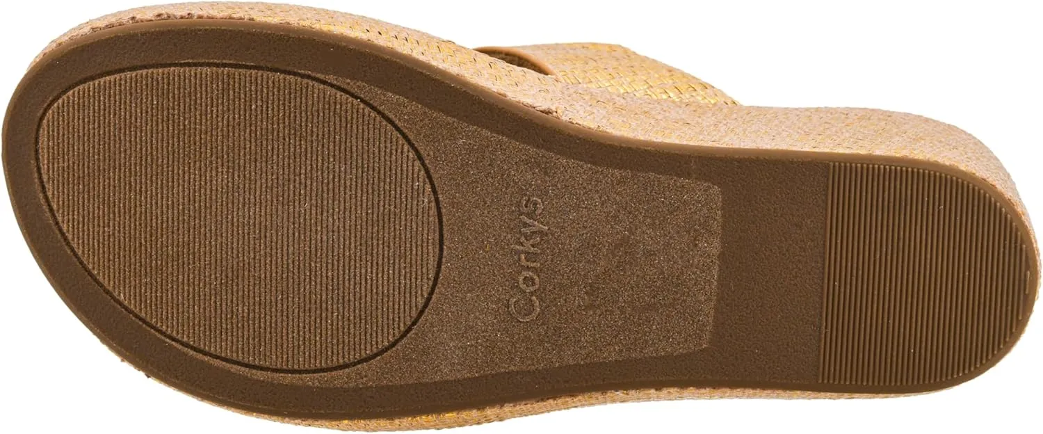 Corkys Footwear Women's Pucker Up EVA Foam Platform Slip On 2.50 Inch Wedge Light Weight Cushioned Memory Foam Insole Peep Toe Casual Dressy Trendy Sandals for Women