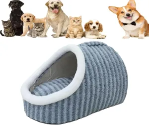 Cozy Hideaway Pet Bed- Dog Slipper Bed,Cozy Dog House Bed,Cat Bed Cave Sleeping Bag,Cozy Cocoon Pet Bed for Dogs,Sleeping Bag for Cats,Comfortable Dog Bed with Cover Cave,for Pet (Blue, M)