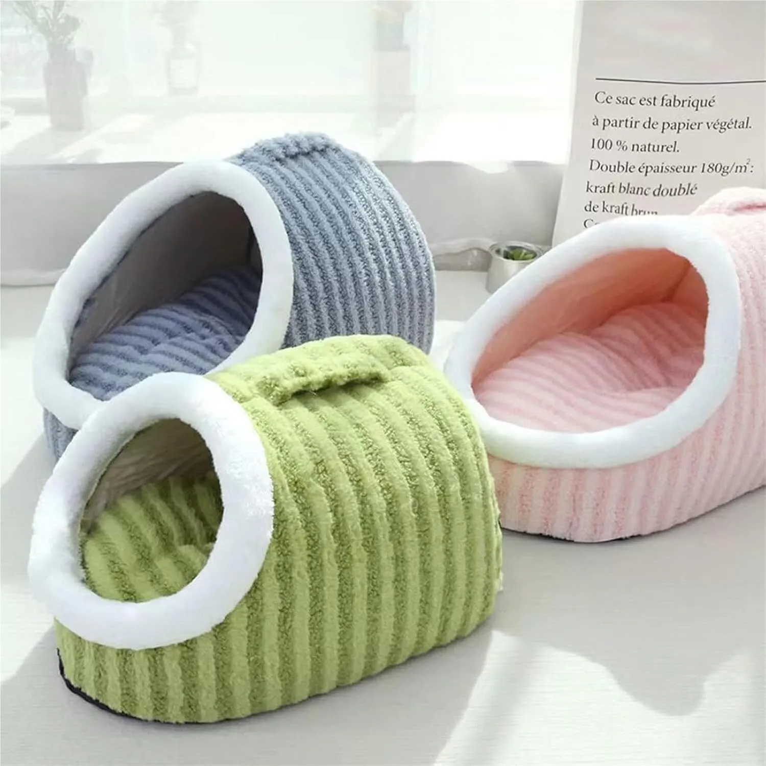 Cozy Hideaway Pet Bed- Dog Slipper Bed,Cozy Dog House Bed,Cat Bed Cave Sleeping Bag,Cozy Cocoon Pet Bed for Dogs,Sleeping Bag for Cats,Comfortable Dog Bed with Cover Cave,for Pet (Blue, M)