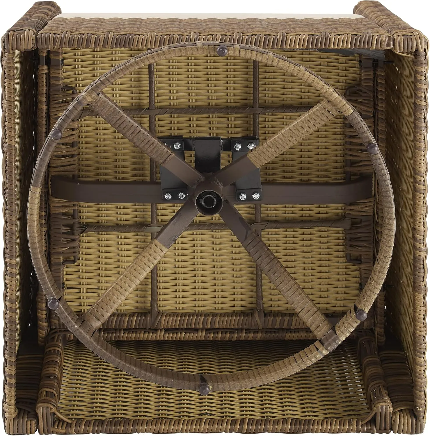Crosley Furniture Bradenton Swivel Rocker Outdoor Chair, Wicker Patio Chairs for Porch, Deck, Balcony, Brown with Sand Cushions