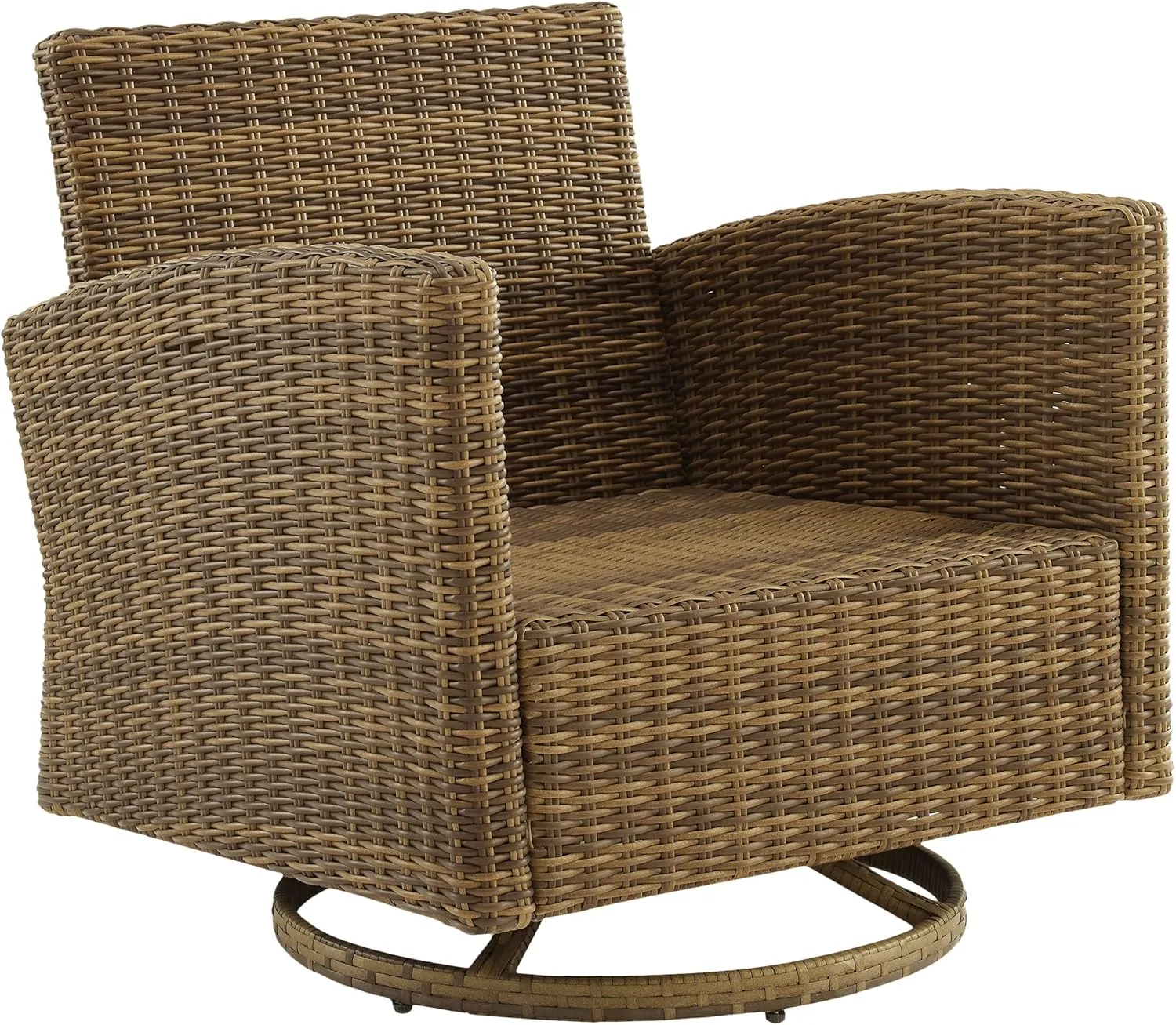 Crosley Furniture Bradenton Swivel Rocker Outdoor Chair, Wicker Patio Chairs for Porch, Deck, Balcony, Brown with Sand Cushions