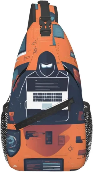 Cross Chest Bag Diagonally for Men and Women - Lightweight and Durable with High Storage Capacity Hacker Attack Printing, Black, One Size