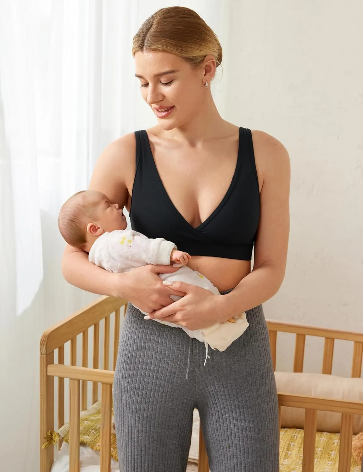CRZ YOGA Butterluxe Maternity Nursing Bras for Women Crossover Wireless Sleep Breastfeeding Lounge Pregnancy Bralette Comfy