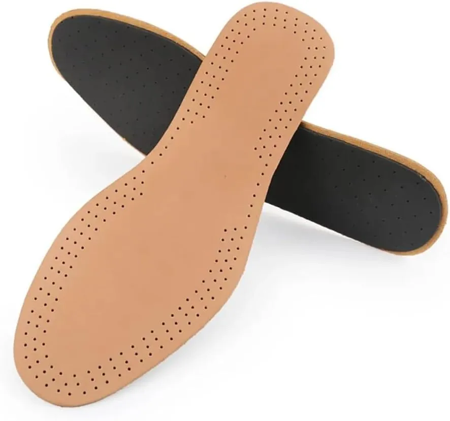 CSCDD Thin Breathable Deodorant Leather Insoles Instantly Absorb Sweat Replacement Inner Soles Shoes Insole Pads(35-36)