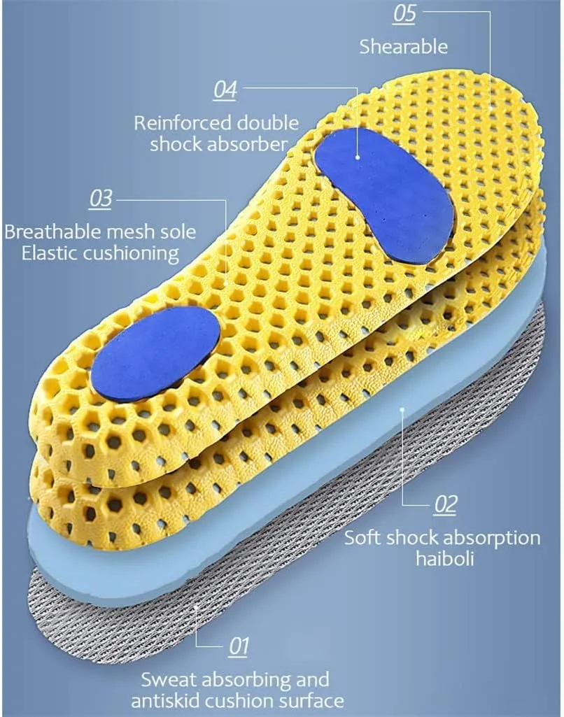 CSCDD Version Orthopedic Memory Foam Sport Insoles Woman Men Shoes Feet Soles Pad Mesh Deodorant Breathable Cushion(35-39)