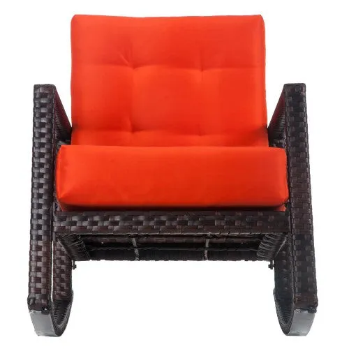 Cushioned Rattan Rocker Chair Rocking