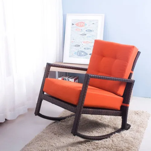 Cushioned Rattan Rocker Chair Rocking