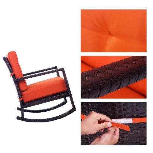 Cushioned Rattan Rocker Chair Rocking