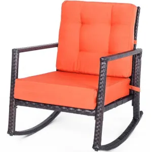 Cushioned Rattan Rocker Chair Rocking
