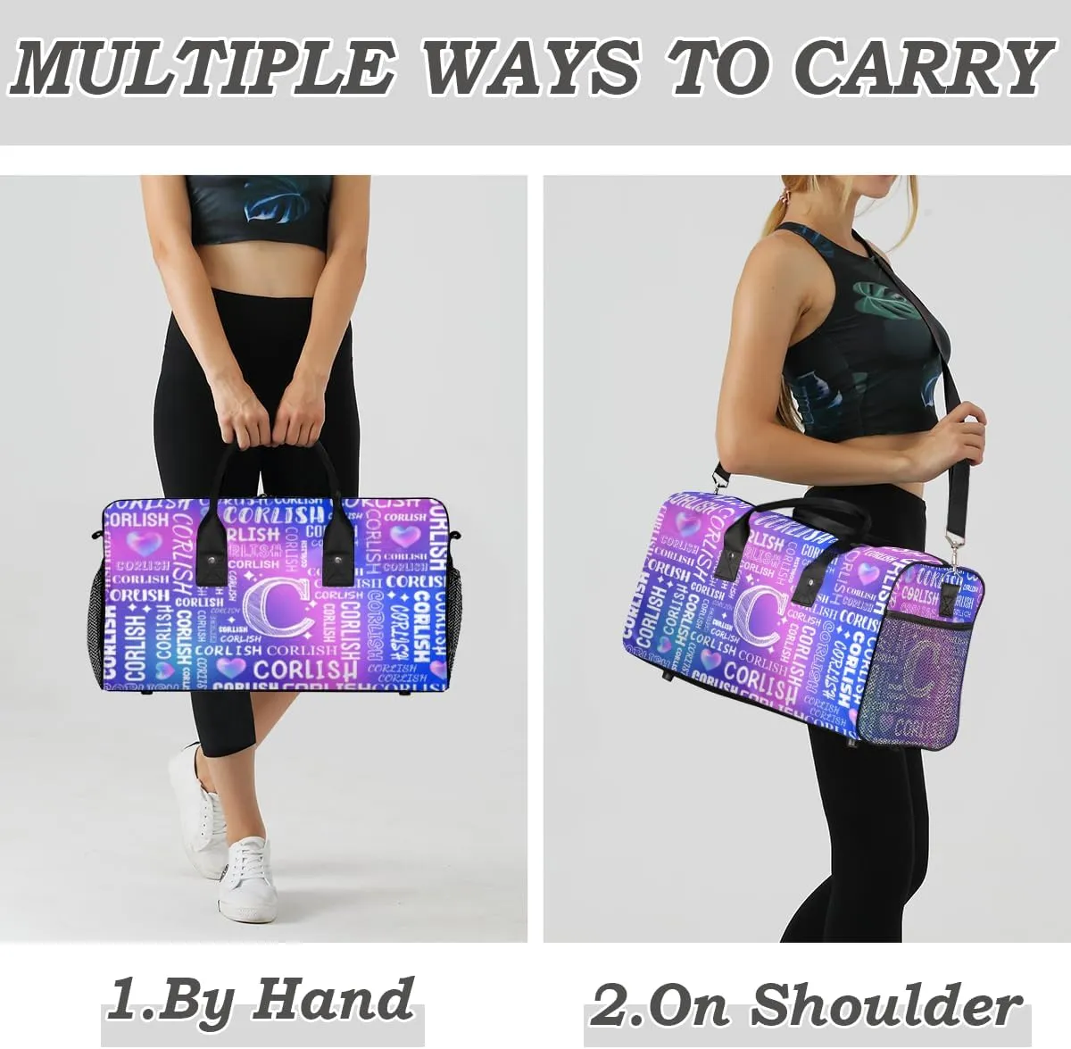 Custom Sports Tote Duffle Bag for Women Men Weekender Travel Bag Carry on Overnight for Sports Hospital Camping Gym