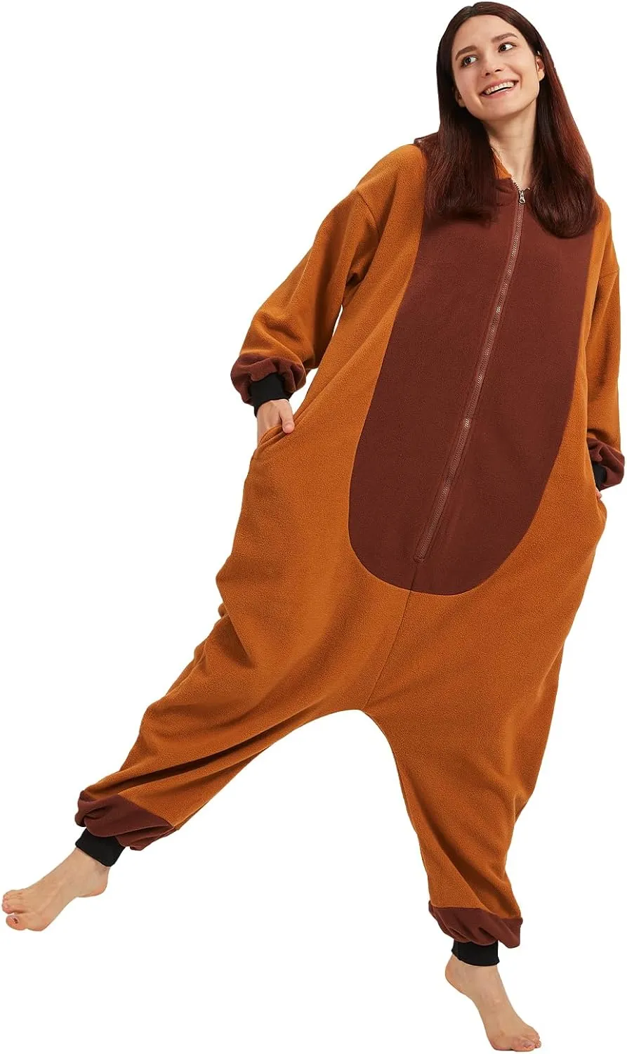 Cute Capybara Onesie Pajamas Adult Halloween Onesie Pajamas with Orange Hood