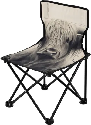 Cute Cow Portable Outdoor Folding Chair Anti-Slip Padded Oxford Cloth Stool Camping Chair Small for Beach Hiking Fishing Gardening Quad Camp Chair