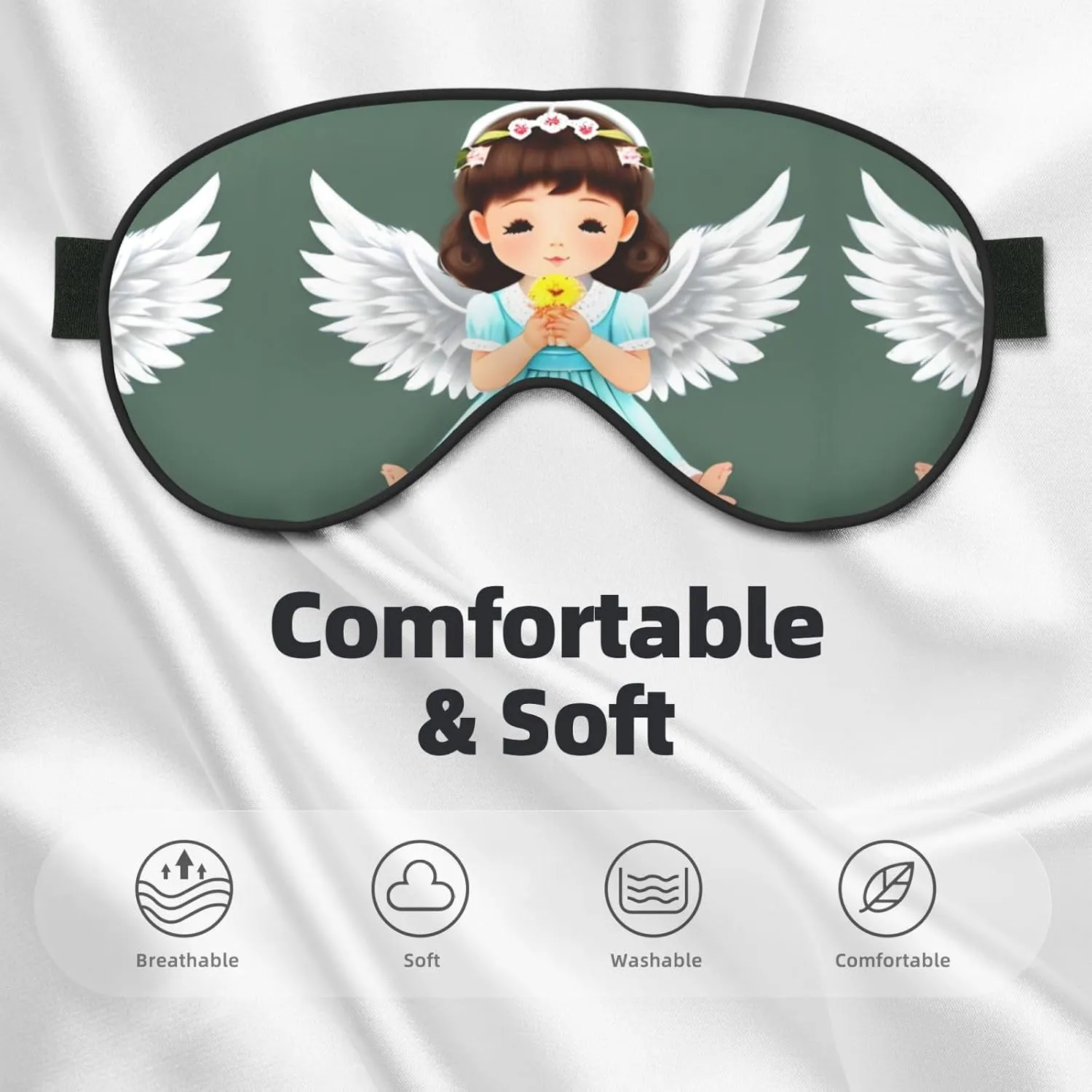 Cute Little Angel Head-Mounted Double-Sided Light-Blocking Sleeping Eye mask to Protect Eyes and Relieve Eye Fatigue