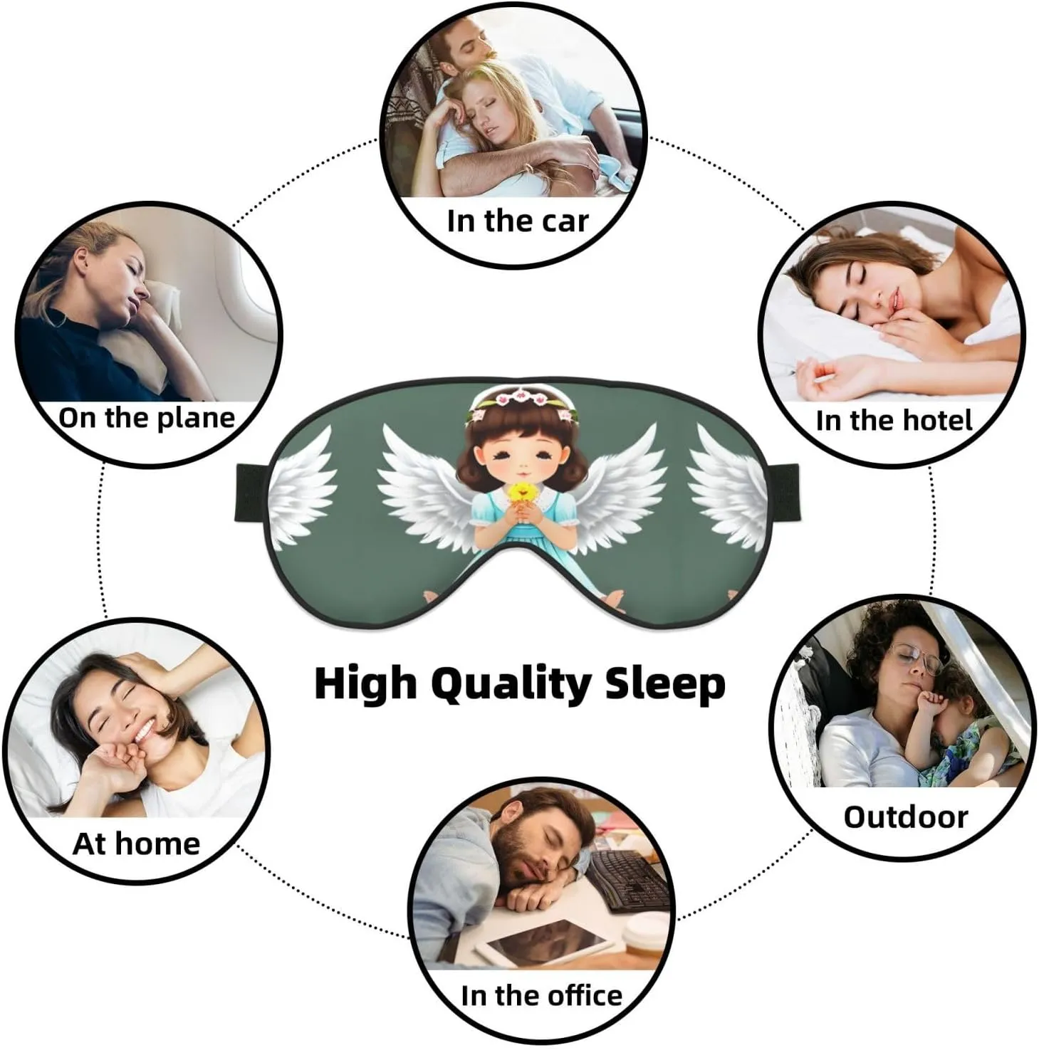 Cute Little Angel Head-Mounted Double-Sided Light-Blocking Sleeping Eye mask to Protect Eyes and Relieve Eye Fatigue