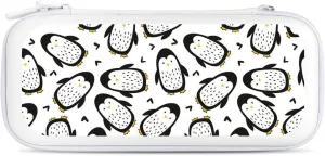 Cute Penguins Hard Shell Travel Case with Rope 15 Game Card Pockets Compatible with Switch Protective
