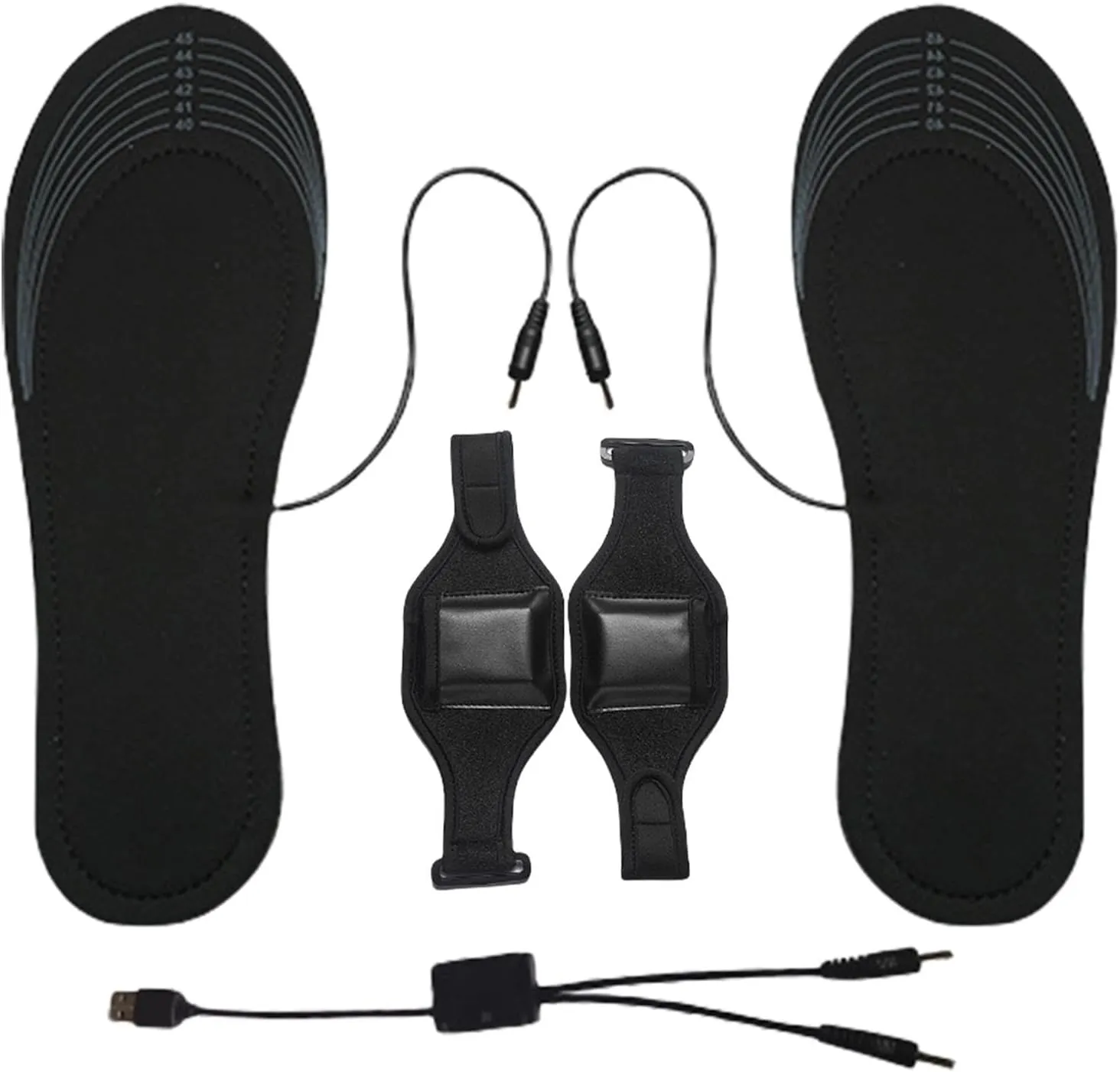 Cuttable Thermal Shoe Inserts USB Charging - Electric Heated Insoles, Breathable with 8000mah Lithium Battery and Battery Pouch Soft Mesh Heated Insoles, for Outdoor Sports, Camping