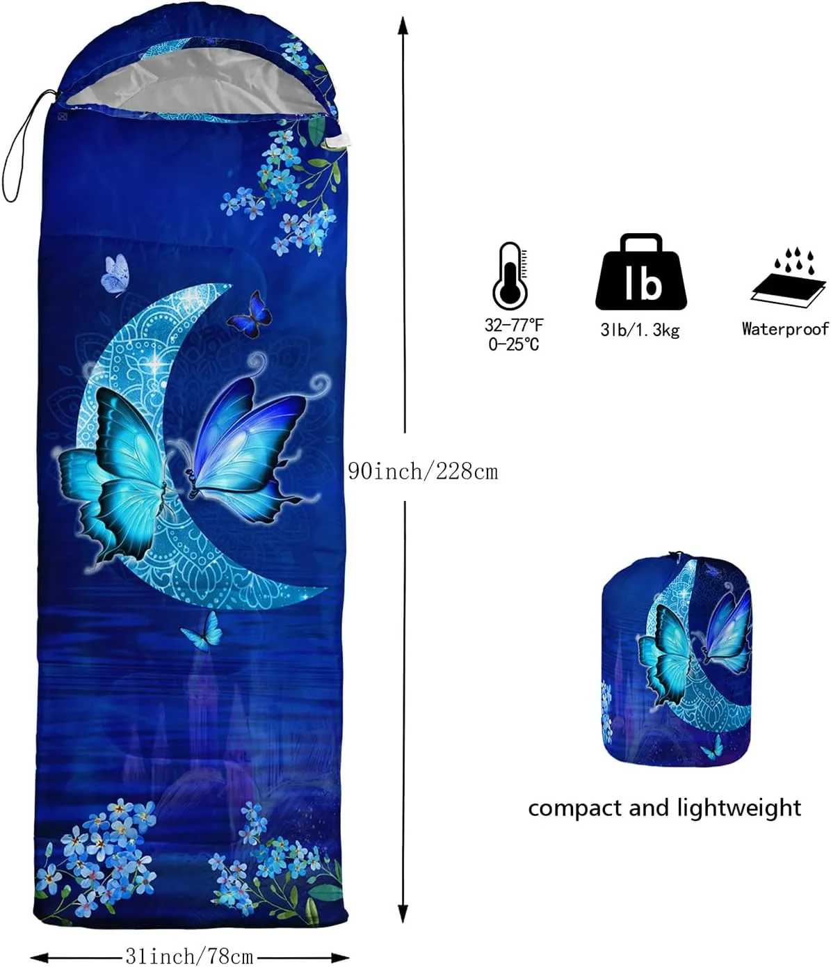CVHOUSE Camping Sleeping Bags,3 Season Warm & Cool Weather,Lightweight,Waterproof Sleeping Bags for Adults & Kids,Traveling,and Outdoors,Camping Gear Equipment