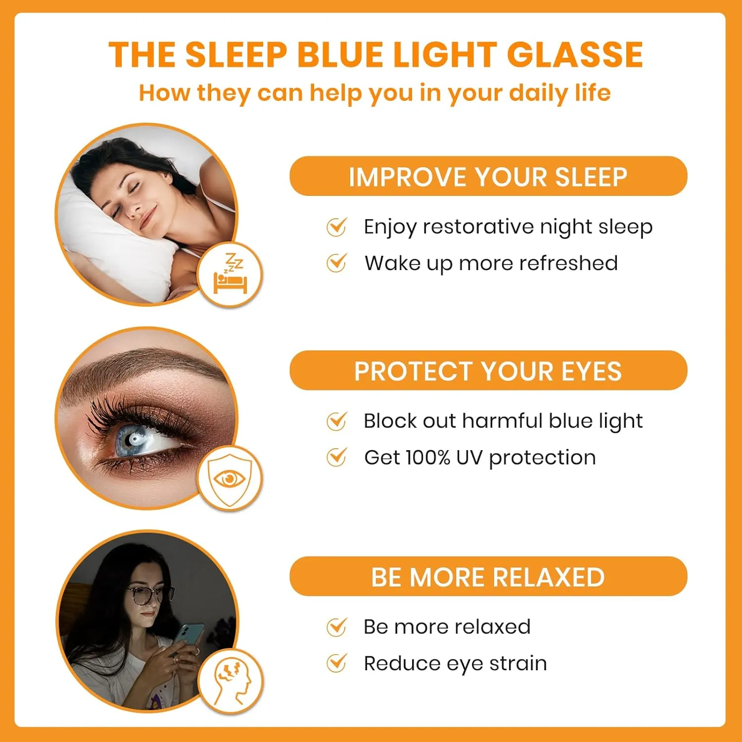 Cyxus Blue Light Sleep Glasses for Women, Blue Light Blocking Sleeping Eyeglasses for Woman Improve Your Sleep Quality