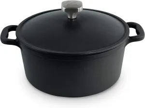 DASH Zakarian by DASH 4.5 Qt Nonstick Cast Iron Dutch Oven, Titanium Ceramic Nonstick Pot with Lid and Handles, Black