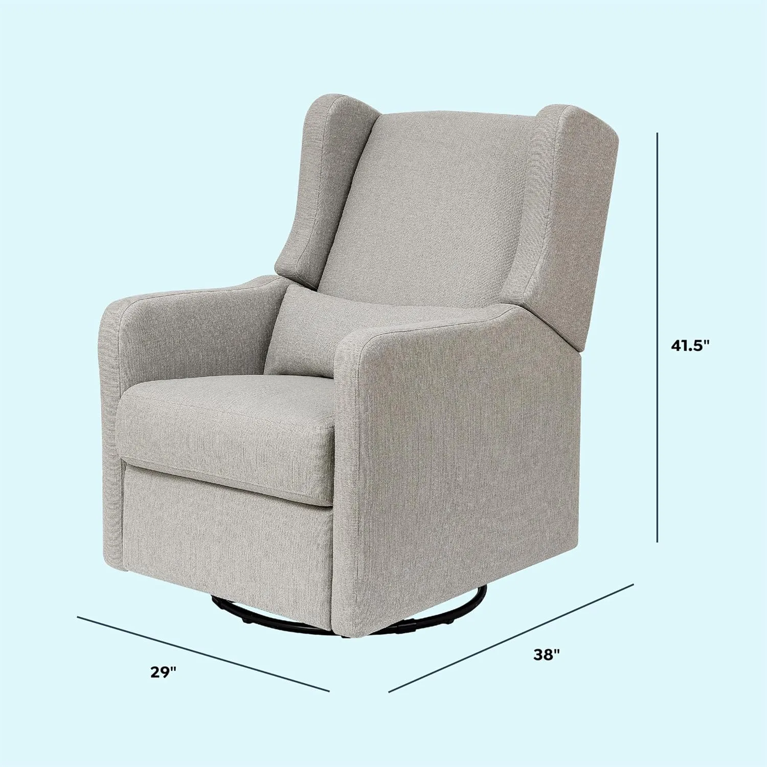 DaVinci Carter’s Arlo Glider Recliner Nursery Chair - Water & Stain Resistant Glider Rocking Chair for Nursery - GREENGUARD Gold, FSC & Certi-PUR US Certified - Cozy Swivel Rocker Recliner - Grey
