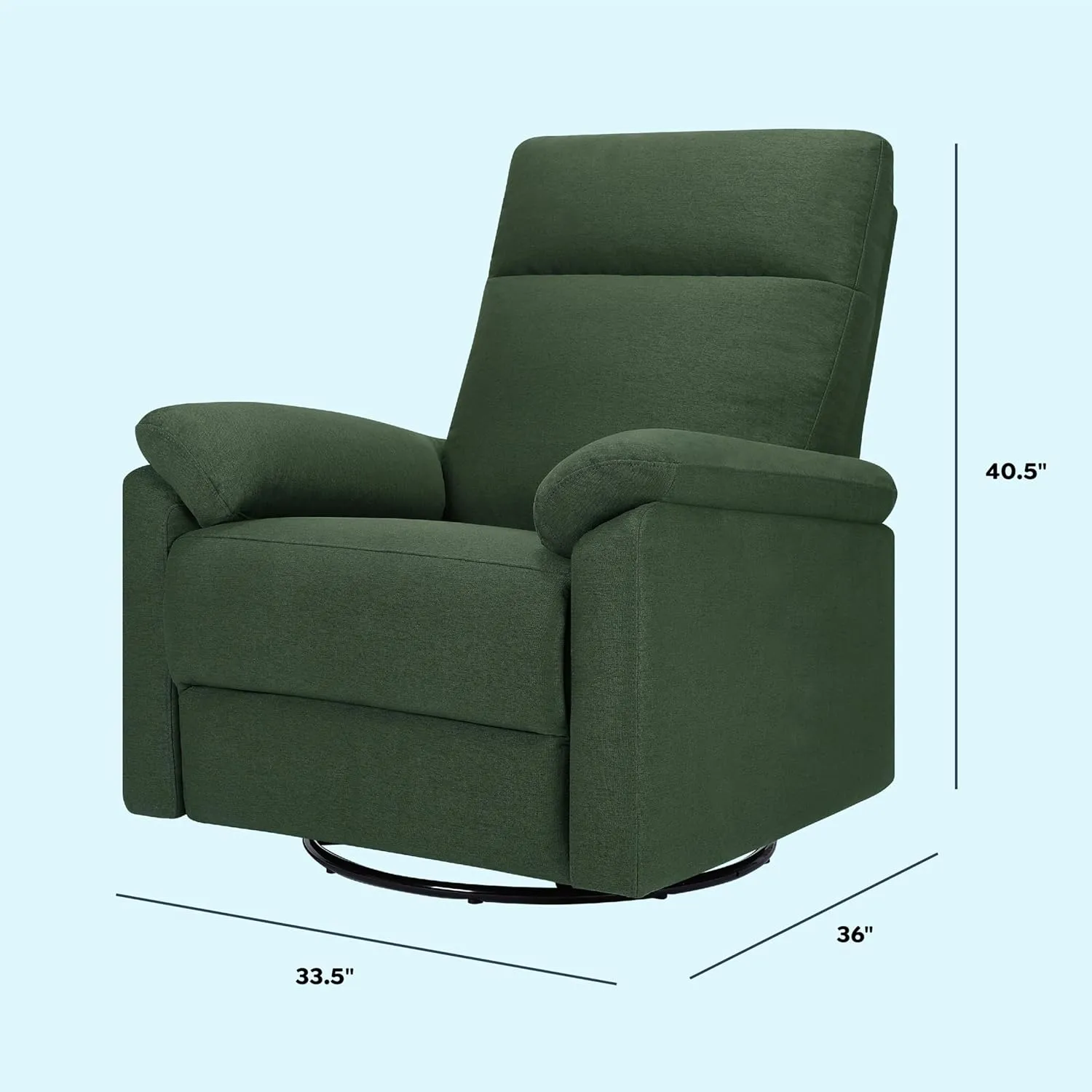 DaVinci Suzy Glider Recliner Nursery Chair - Versatile Glider Rocking Chair for Nursery and Living Room - GREENGUARD Gold, FSC & Certi-PUR US Certified - 360° Swivel Rocker Recliner - Pine Green