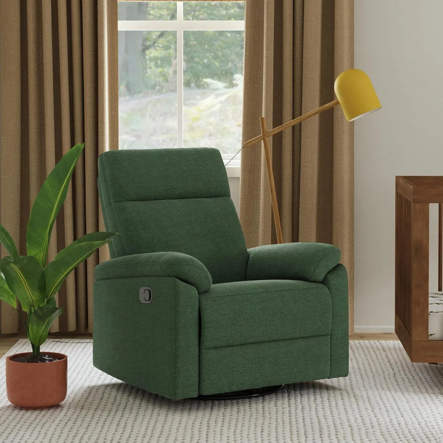 DaVinci Suzy Glider Recliner Nursery Chair - Versatile Glider Rocking Chair for Nursery and Living Room - GREENGUARD Gold, FSC & Certi-PUR US Certified - 360° Swivel Rocker Recliner - Pine Green