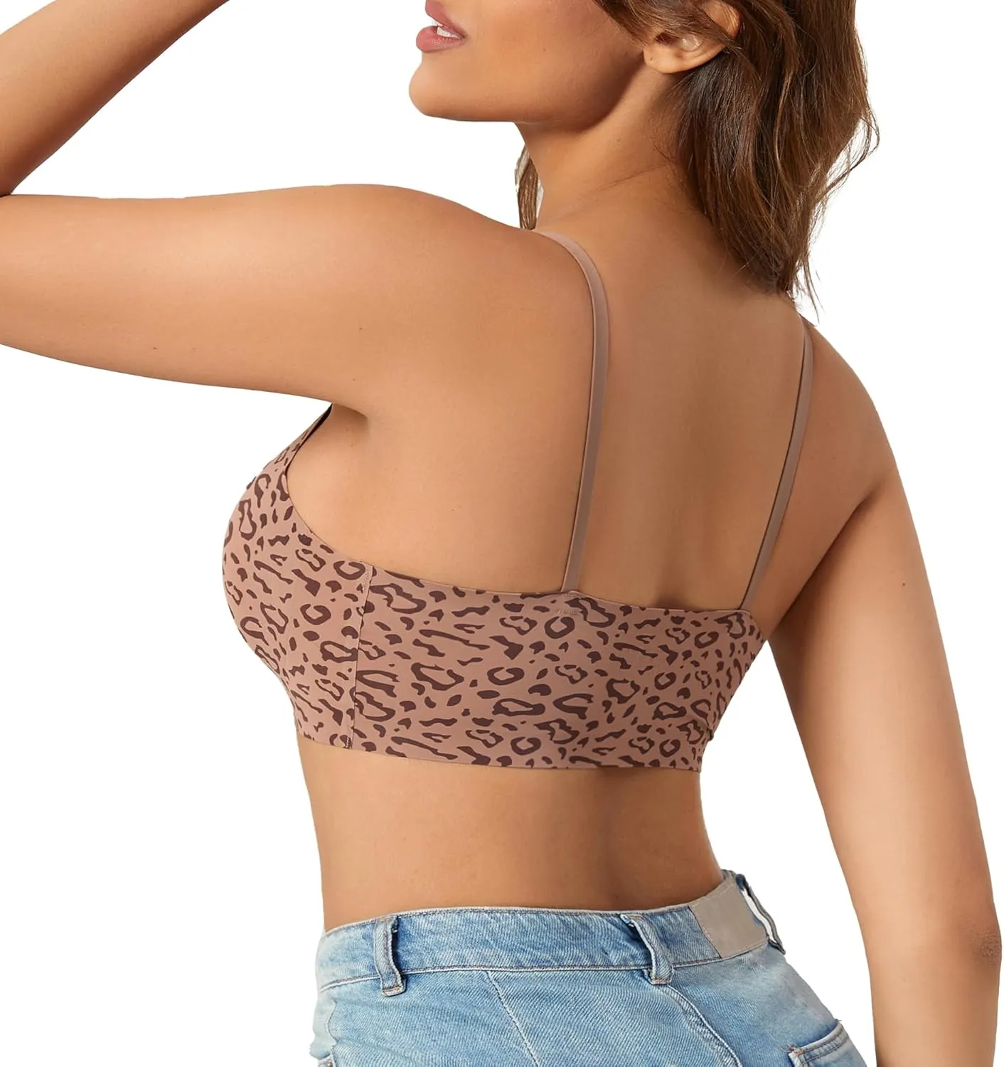 DEANGELMON V Neck Bra Padded Seamless Adjustable Straps Bralettes Everyday Basic Sleeping Bras Multiple Pack