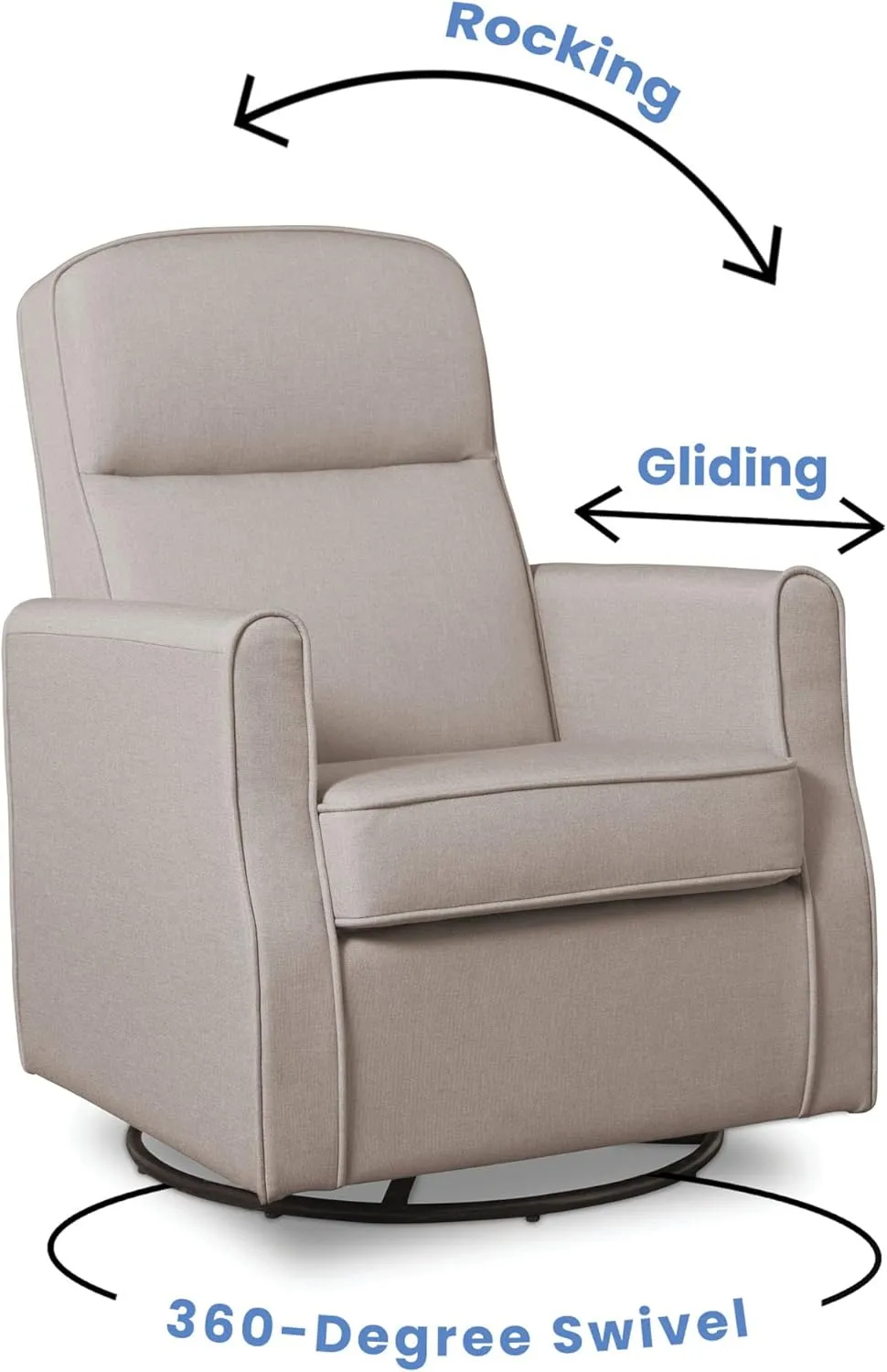 Delta Children Blair Slim Nursery Glider Swivel Rocker Chair, Taupe